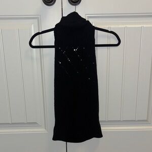 VINTAGE Guess Jeans Black Backless Sequin Turtleneck Sweater